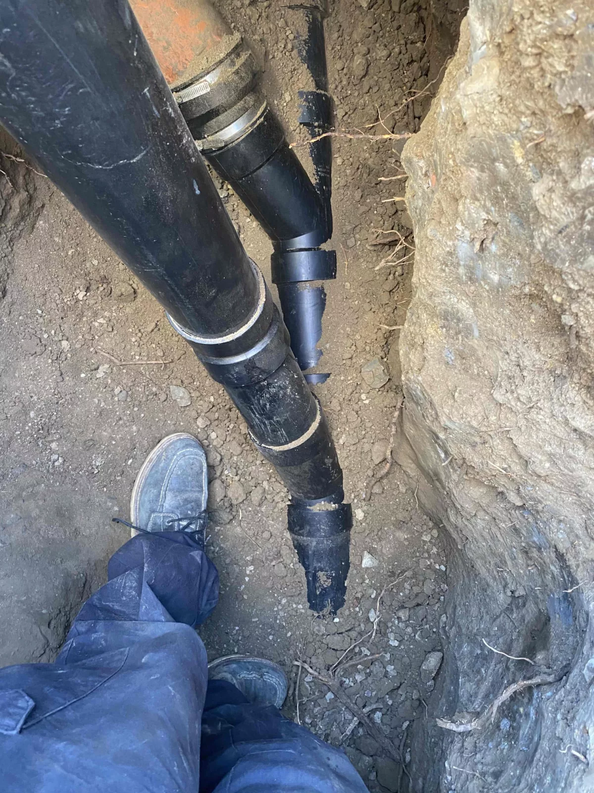 Sewer lateral repair in the public right of way by Team Rooter