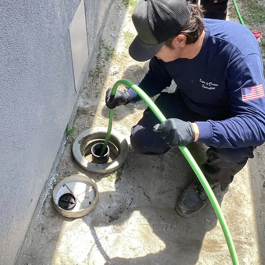 Team Rooter certified technician performing professional drain cleaning in Los Angeles