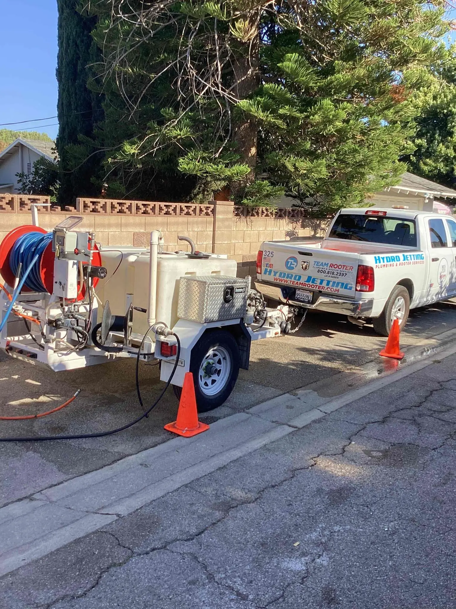 Team Rooter certified technician performing professional hydro jetting pipe cleaning in Southern California