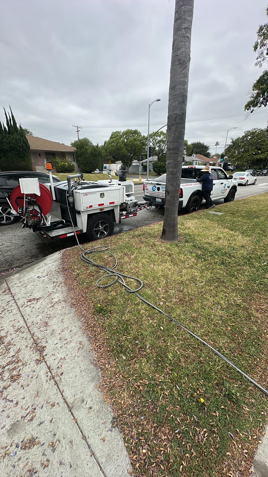 Underground water line pipes being excavated and repaired